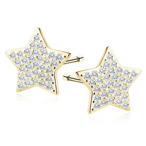 Cercei argint placati cu aur galben stele cu pietre DiAmanti Z1981E9G_W-DIA (Argint 925‰ 1 g.)